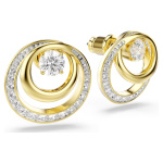 Hyperbola stud earrings Round cut, White, Gold-tone plated
